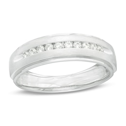 1/4 CT. T.W. Diamond Satin Wedding Band in 10K White Gold