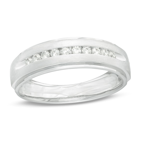 1/4 CT. T.w. Diamond Satin Wedding Band in 10K White Gold