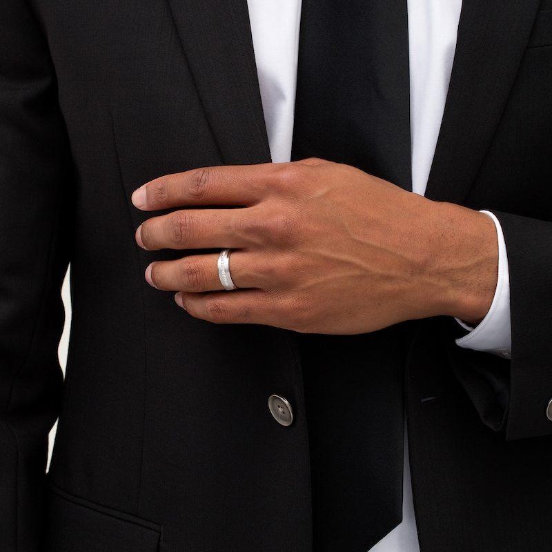Main Image 2 of 1/4 CT. T.W. Diamond Satin Wedding Band in 10K White Gold