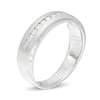 Thumbnail Image 2 of Men's 1/4 CT. T.W. Diamond Satin Wedding Band in 10K White Gold