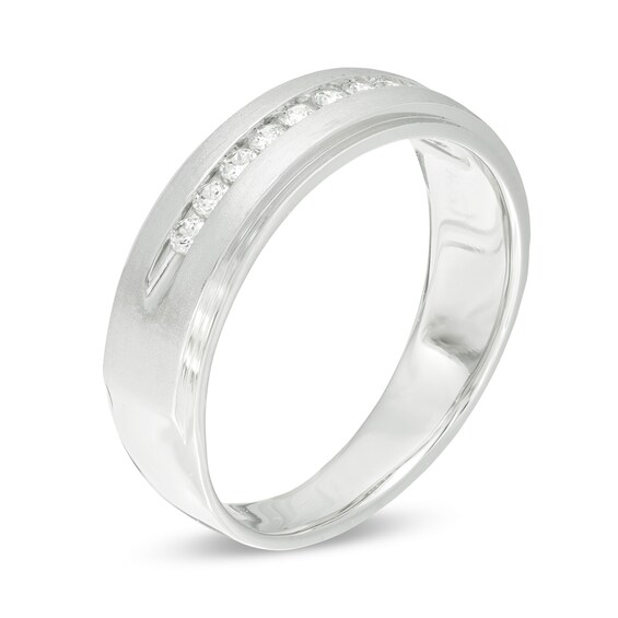 1/4 CT. T.w. Diamond Satin Wedding Band in 10K White Gold