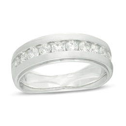1 CT. T.W. Diamond Satin Wedding Band in 10K White Gold