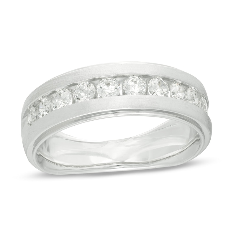 Main Image 1 of 1 CT. T.W. Diamond Satin Wedding Band in 10K White Gold