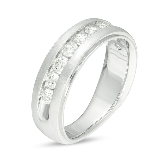1 CT. T.w. Diamond Satin Wedding Band in 10K White Gold