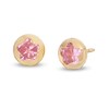 Thumbnail Image 1 of Child's 6.0mm Pink Cubic Zirconia Solitaire Flower Stud Earrings in 14K Gold