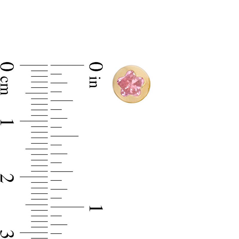 Main Image 3 of Child's 6.0mm Pink Cubic Zirconia Solitaire Flower Stud Earrings in 14K Gold