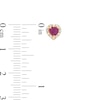 Thumbnail Image 2 of Child's 4.0mm Heart-Shaped Lab-Created Ruby and Cubic Zirconia Frame Heart Stud Earrings in 14K Gold