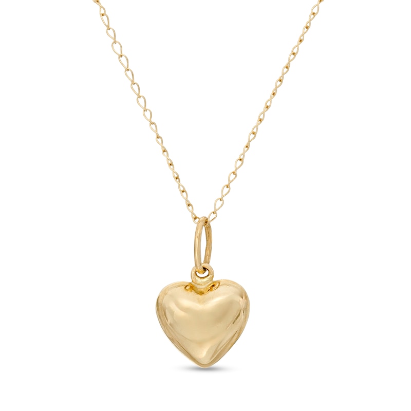 GOLD VINTAGE PUFF HEART NECKLACE