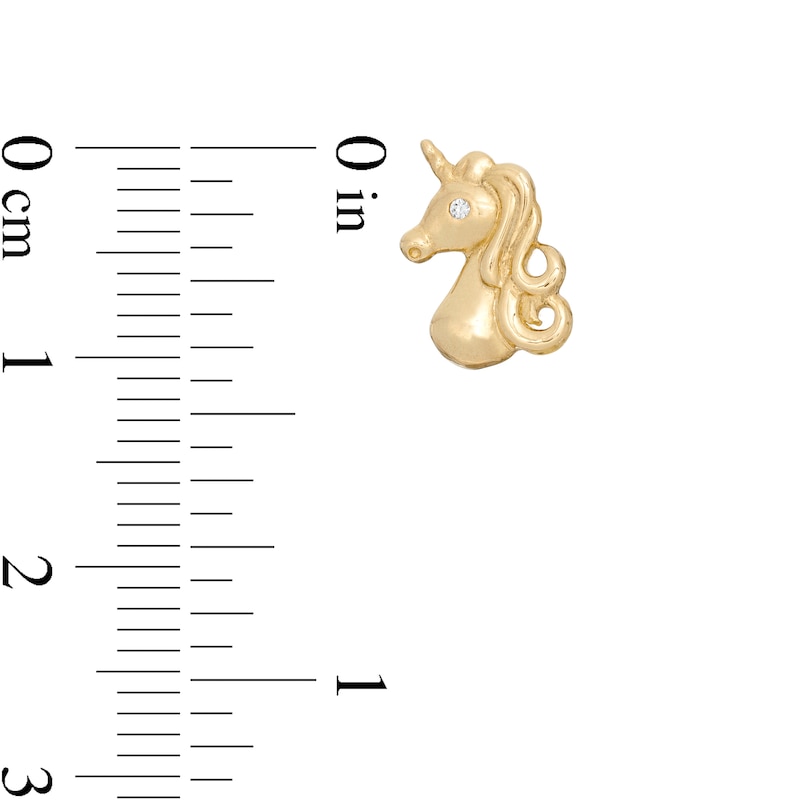 Main Image 3 of Child's Cubic Zirconia Mini Unicorn Stud Earrings in 14K Gold