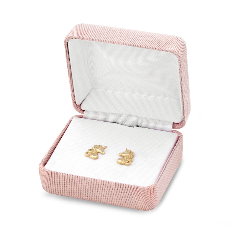 Main Image 4 of Child's Cubic Zirconia Mini Unicorn Stud Earrings in 14K Gold