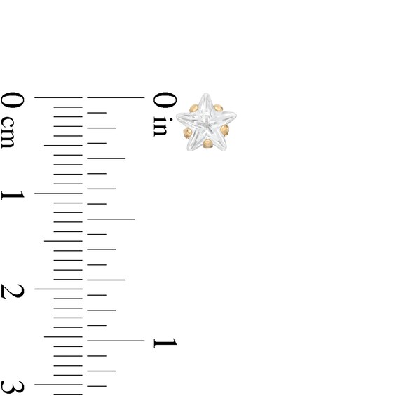 Child's 6.0mm Star-Shaped Cubic Zirconia Solitaire Stud Earrings in 14K Gold