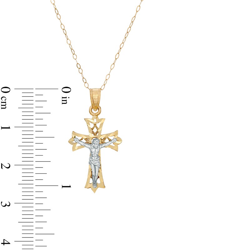 Main Image 3 of Child's Crucifix Pendant in 14K Two-Tone Gold - 13"