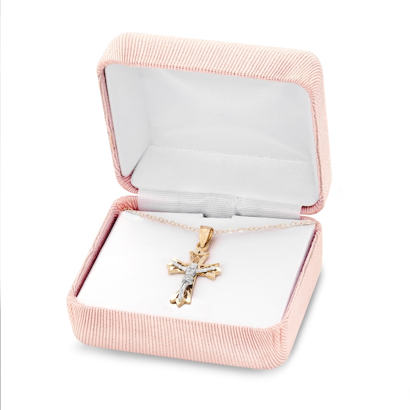 Main Image 4 of Child's Crucifix Pendant in 14K Two-Tone Gold - 13"