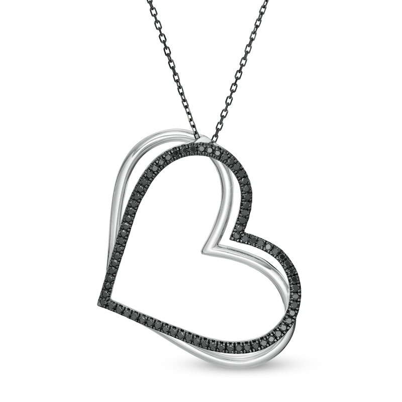 Main Image 1 of The Kindred Heart from Vera Wang Love Collection 5/8 CT. T.W. Black Diamond Pendant in Sterling Silver - 19"