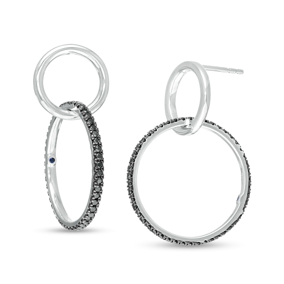 Vera Wang Love Collection 1/2 CT. T.w. Black Diamond Interlocking Circles Drop Earrings in Sterling Silver