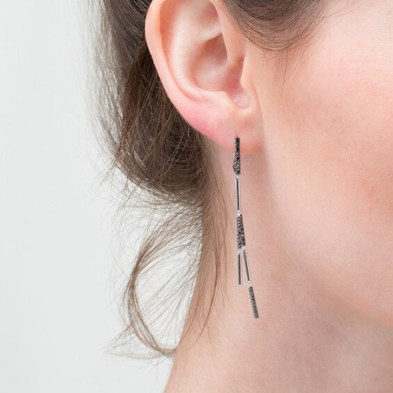 Vera Wang Love Collection 1/3 CT. T.w. Black Diamond Linear Drop Earrings in Sterling Silver