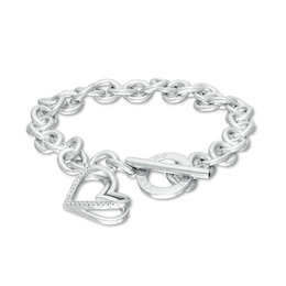 The Kindred Heart from Vera Wang Love Collection 1/10 CT. T.W. Diamond Toggle Bracelet in Sterling Silver