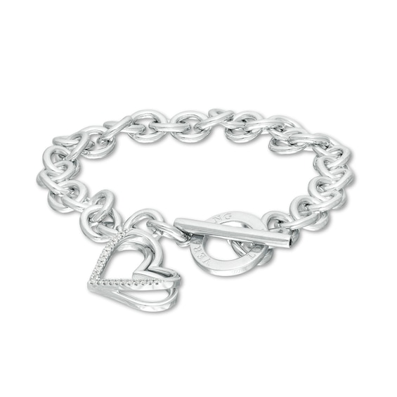 The Kindred Heart from Vera Wang Love Collection 1/10 CT. T.w. Diamond Toggle Bracelet in Sterling Silver