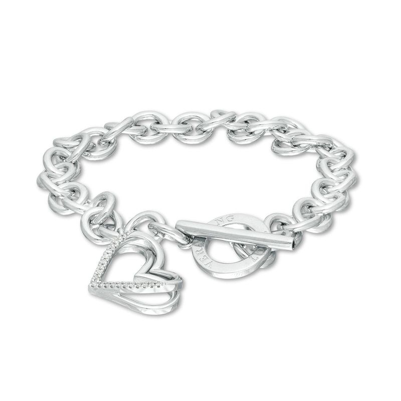 Main Image 1 of The Kindred Heart from Vera Wang Love Collection 1/10 CT. T.W. Diamond Toggle Bracelet in Sterling Silver