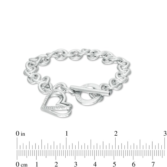 The Kindred Heart from Vera Wang Love Collection 1/10 CT. T.w. Diamond Toggle Bracelet in Sterling Silver