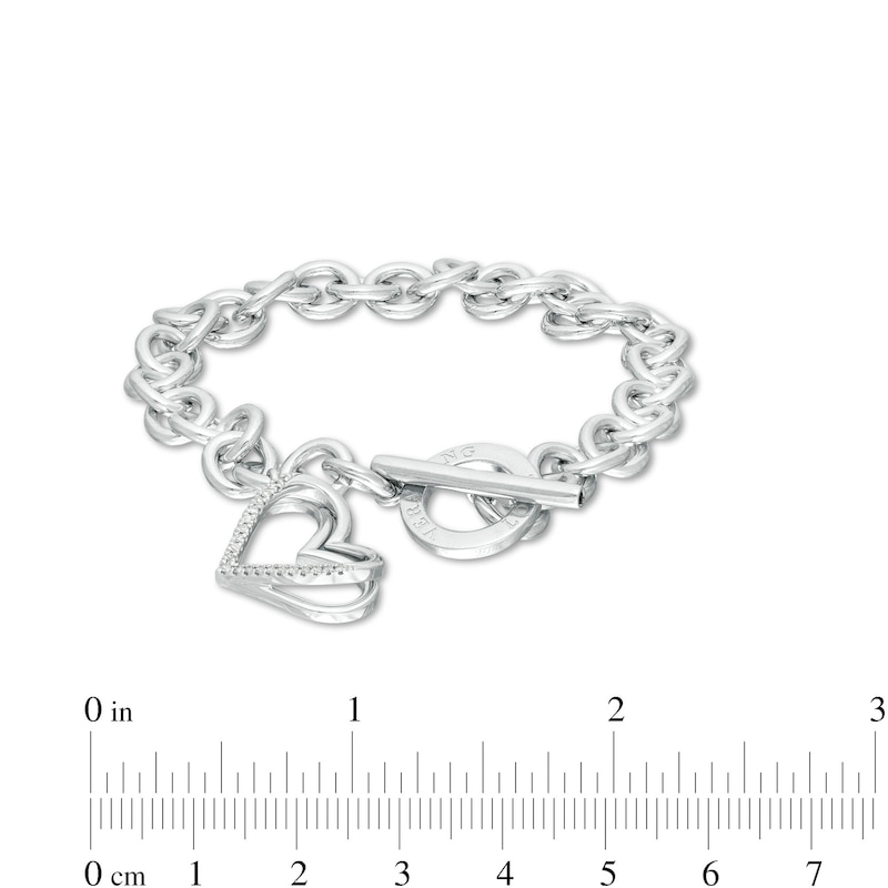 Main Image 4 of The Kindred Heart from Vera Wang Love Collection 1/10 CT. T.W. Diamond Toggle Bracelet in Sterling Silver