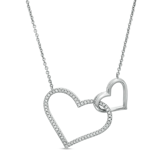 Vera Wang Love Collection 1/6 CT. T.w. Diamond Interlocking Double Heart Necklace in Sterling Silver - 19"