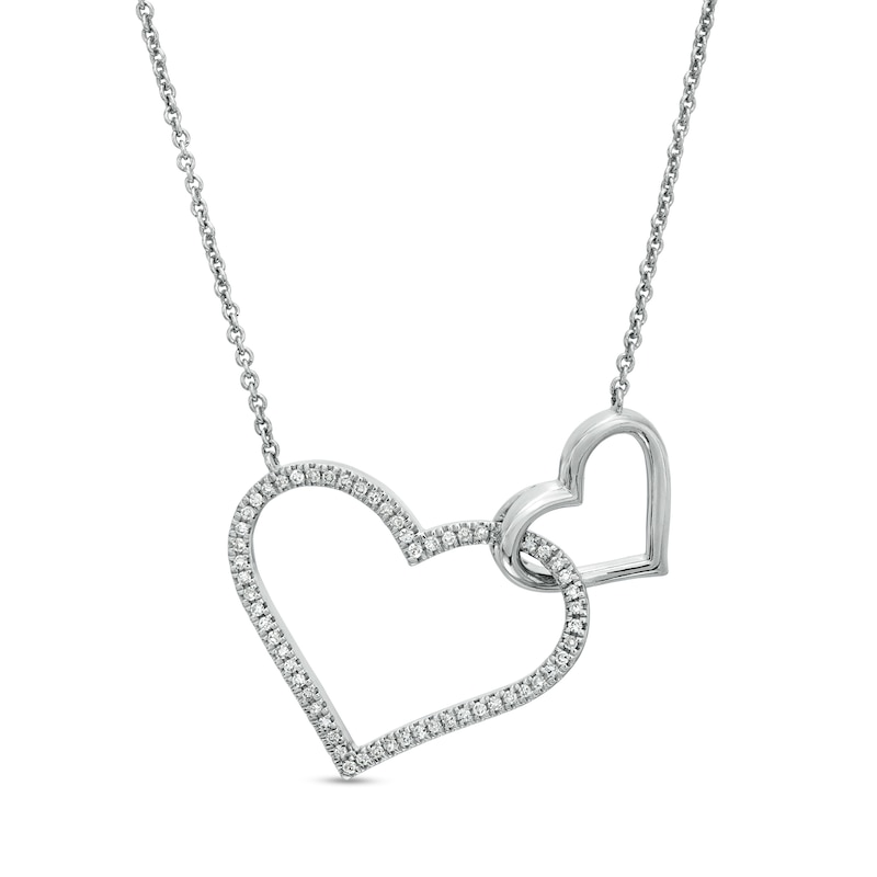 Vera Wang Love Collection 1/6 CT. T.W. Diamond Interlocking Double Heart Necklace in Sterling Silver - 19"