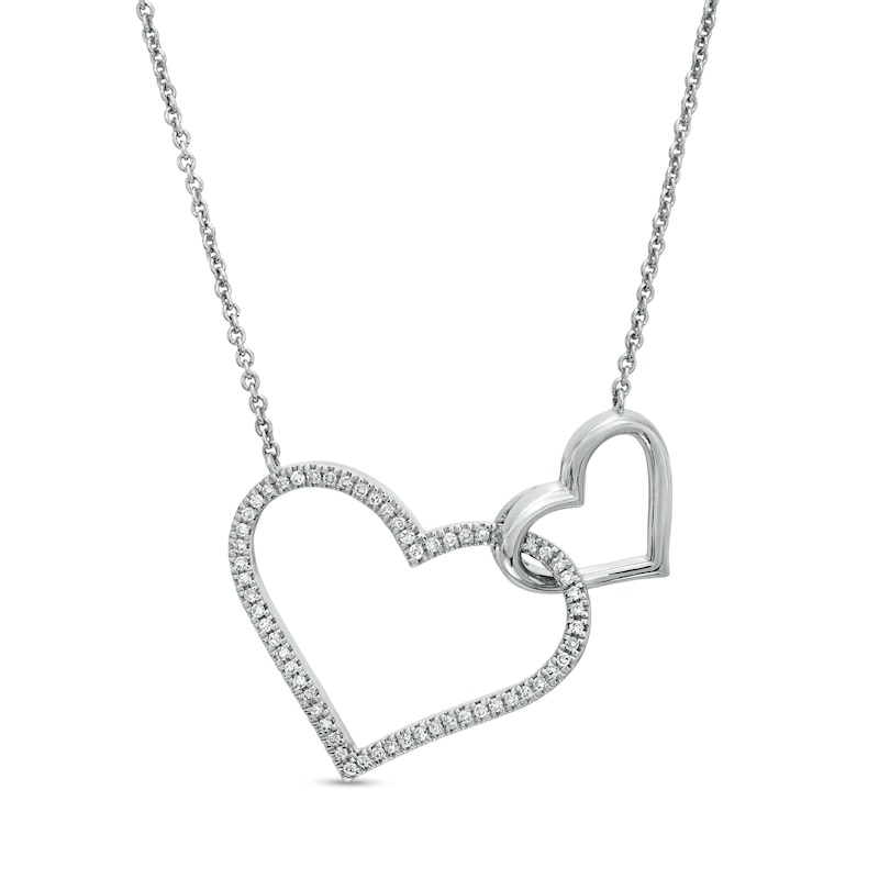 Main Image 1 of Vera Wang Love Collection 1/6 CT. T.W. Diamond Interlocking Double Heart Necklace in Sterling Silver - 19"