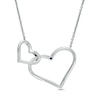 Thumbnail Image 3 of Vera Wang Love Collection 1/6 CT. T.W. Diamond Interlocking Double Heart Necklace in Sterling Silver - 19"