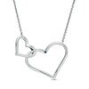 Thumbnail Image 3 of Vera Wang Love Collection 1/6 CT. T.W. Diamond Interlocking Double Heart Necklace in Sterling Silver - 19"