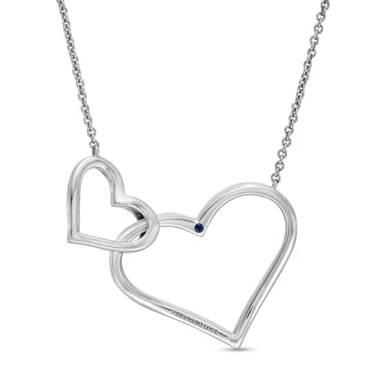 Vera Wang Love Collection 1/6 CT. T.w. Diamond Interlocking Double Heart Necklace in Sterling Silver - 19"
