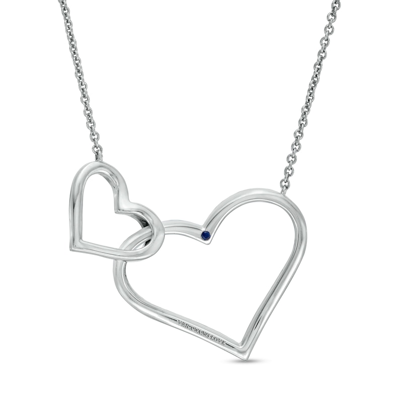 Main Image 4 of Vera Wang Love Collection 1/6 CT. T.W. Diamond Interlocking Double Heart Necklace in Sterling Silver - 19"