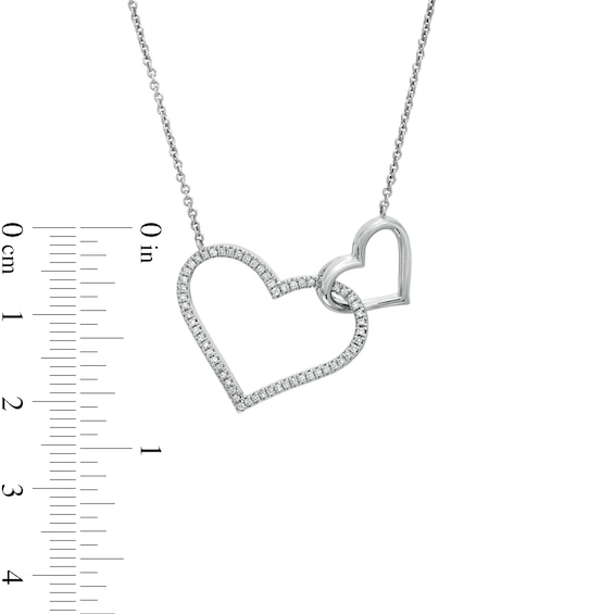 Vera Wang Love Collection 1/6 CT. T.w. Diamond Interlocking Double Heart Necklace in Sterling Silver - 19"