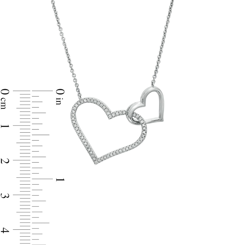 Main Image 5 of Vera Wang Love Collection 1/6 CT. T.W. Diamond Interlocking Double Heart Necklace in Sterling Silver - 19"
