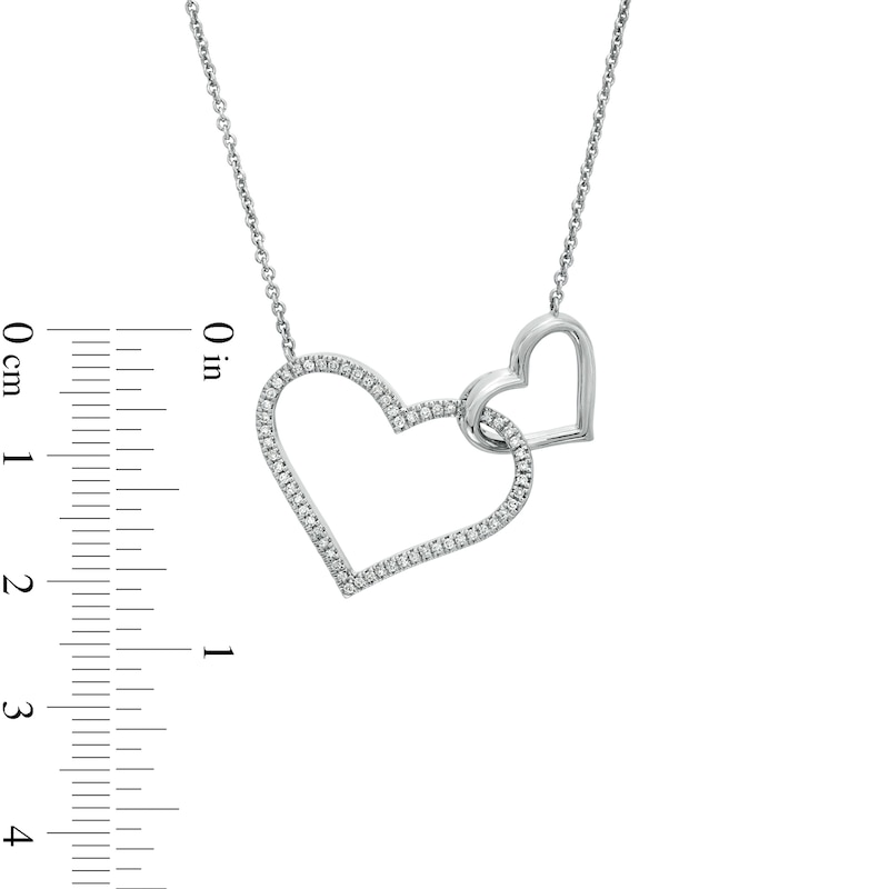 Vera Wang Love Collection 1/6 CT. T.W. Diamond Interlocking Double Heart Necklace in Sterling Silver - 19"