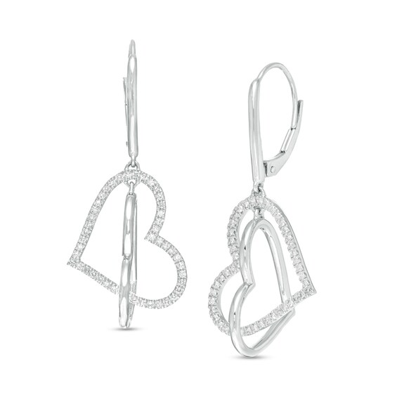 The Kindred Heart from Vera Wang Love Collection 1/3 CT. T.w. Diamond Interlocking Drop Earrings in Sterling Silver