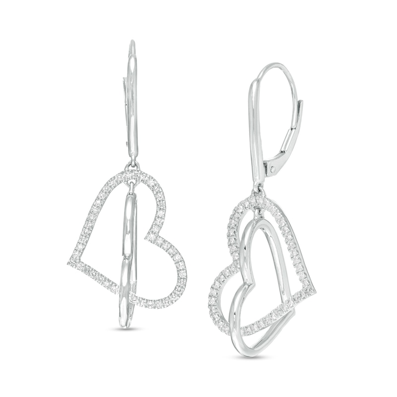 Main Image 1 of The Kindred Heart from Vera Wang Love Collection 1/3 CT. T.W. Diamond Interlocking Drop Earrings in Sterling Silver
