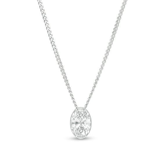 1/3 CT. Oval Diamond Solitaire Pendant in 14K White Gold