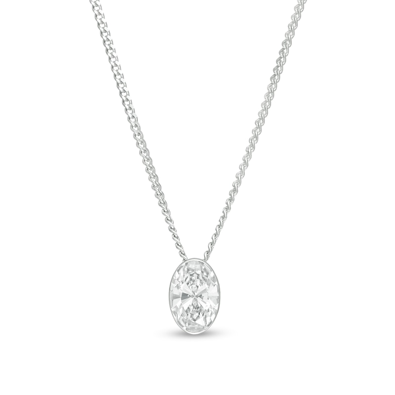 Main Image 1 of 1/3 CT. Oval Diamond Solitaire Pendant in 14K White Gold