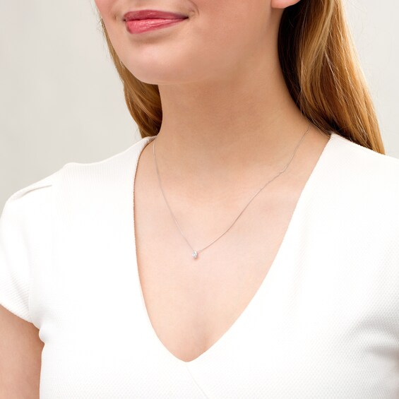 1/3 CT. Oval Diamond Solitaire Pendant in 14K White Gold