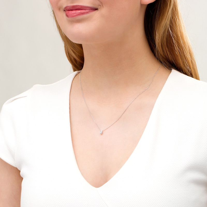 Main Image 2 of 1/3 CT. Oval Diamond Solitaire Pendant in 14K White Gold