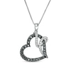 Thumbnail Image 1 of 1 CT. T.W. Enhanced Black and White Diamond Ribbon Tilted Heart Pendant in 10K White Gold