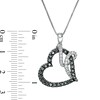 Thumbnail Image 3 of 1 CT. T.W. Enhanced Black and White Diamond Ribbon Tilted Heart Pendant in 10K White Gold