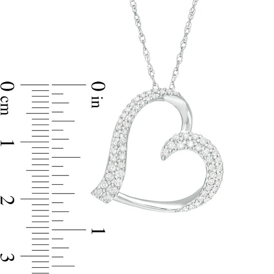 1/2 CT. T.w. Diamond Tilted Heart Pendant in Sterling Silver