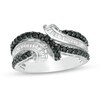Thumbnail Image 1 of 1 CT. T.W. Enhanced Black and White Diamond Bypass Loop Ring in 10K White Gold