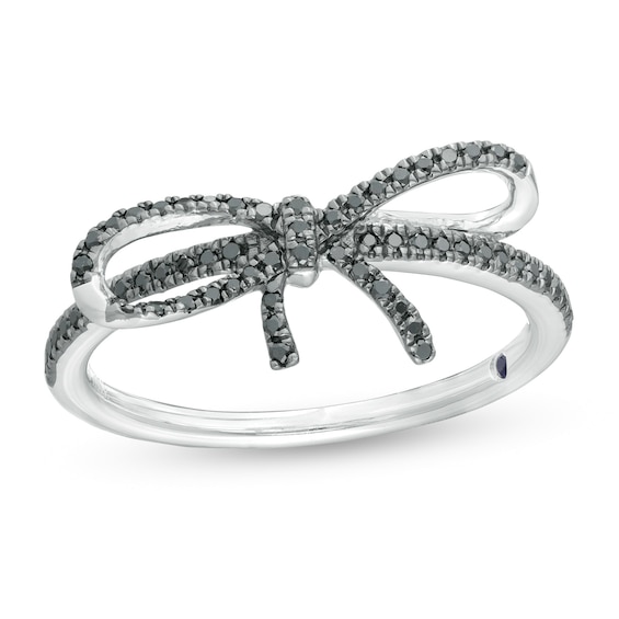 Vera Wang Love Collection 1/4 CT. T.w. Black Diamond Bow Ring in Sterling Silver