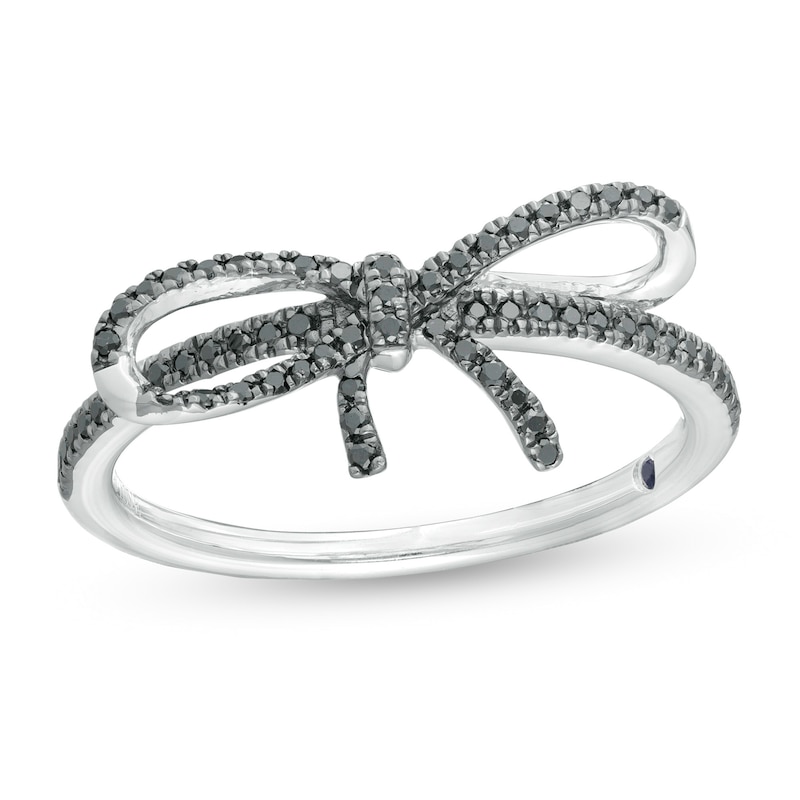 Main Image 1 of Vera Wang Love Collection 1/4 CT. T.W. Black Diamond Bow Ring in Sterling Silver