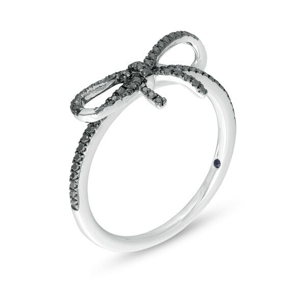 Vera Wang Love Collection 1/4 CT. T.w. Black Diamond Bow Ring in Sterling Silver