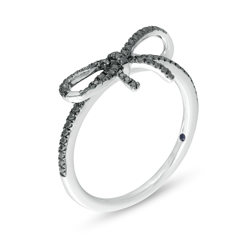 Main Image 2 of Vera Wang Love Collection 1/4 CT. T.W. Black Diamond Bow Ring in Sterling Silver