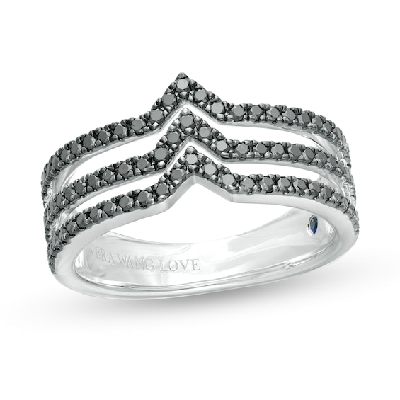 Vera Wang Love Collection 1/2 CT. T.w. Black Diamond Multi-Row Chevron Ring in Sterling Silver